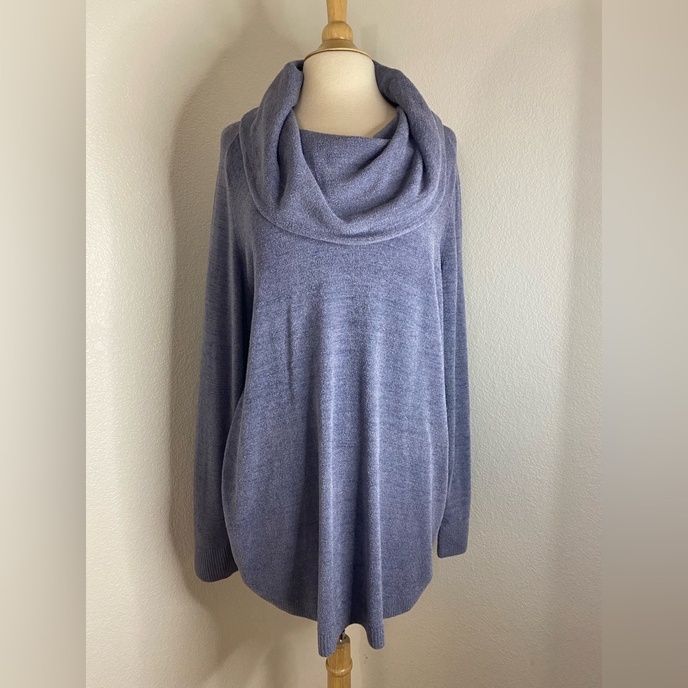 Barefoot Dreams CozyChic Ultra Light Blue Cowl Neck Long Sleeves Sweater size XL